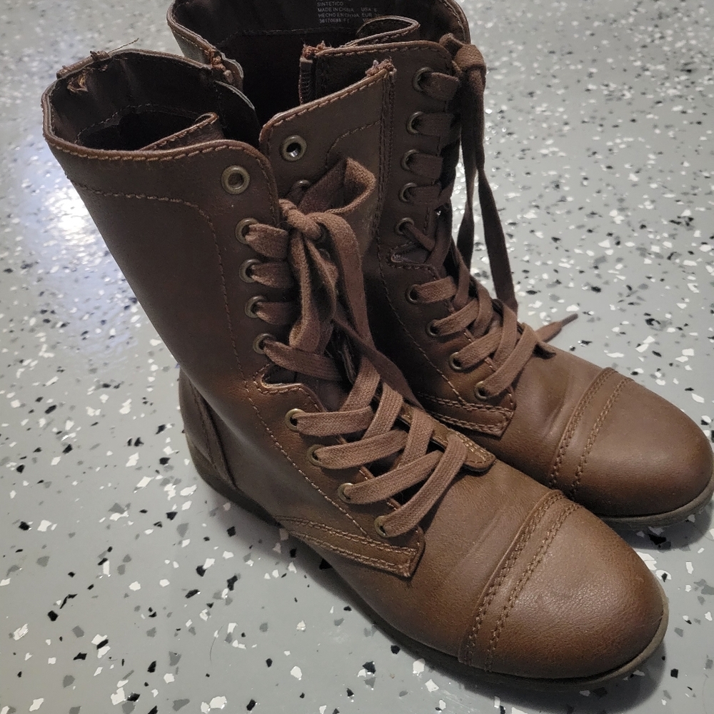 Brown Lace-Up Ankle Boots